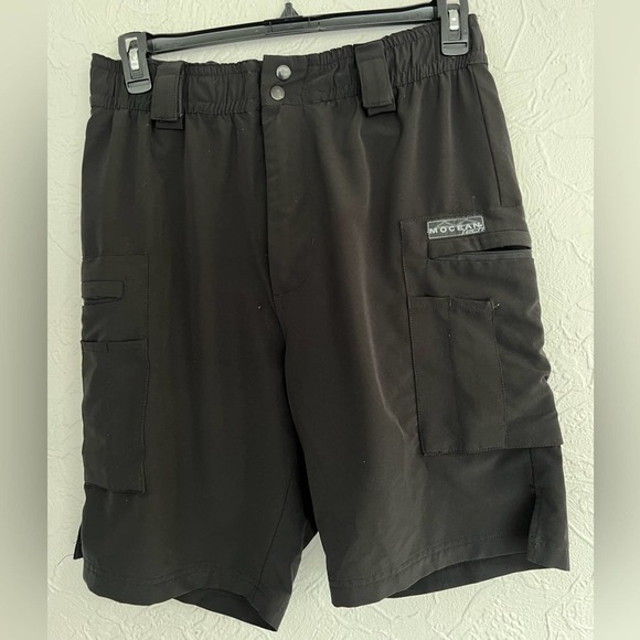 MOCEAN 1063 STRETCH TWILL BIKE SHORTS BLACK POLYESTER ELASTIC SIZE MEDIUM CLEAN - Picture 1 of 5